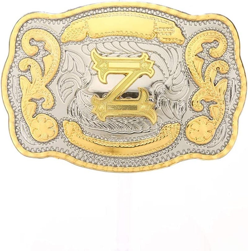 WMG Western Belt Buckle Initial Letters ABCDMRJ to Z Cowboy Belt Buckle, Rodeo Buckles for Men & Women Fits Up to 2 Inch Belts - Image 1